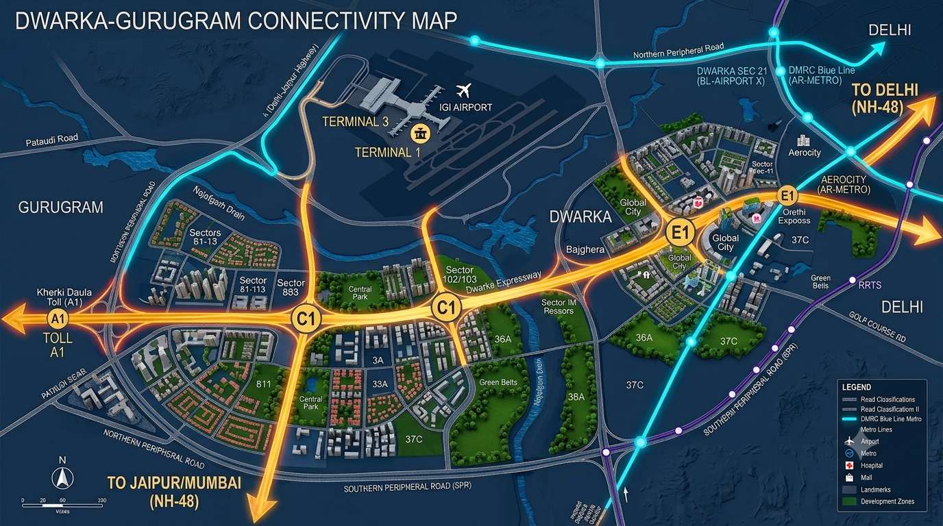 Dwarka Expressway Route Map